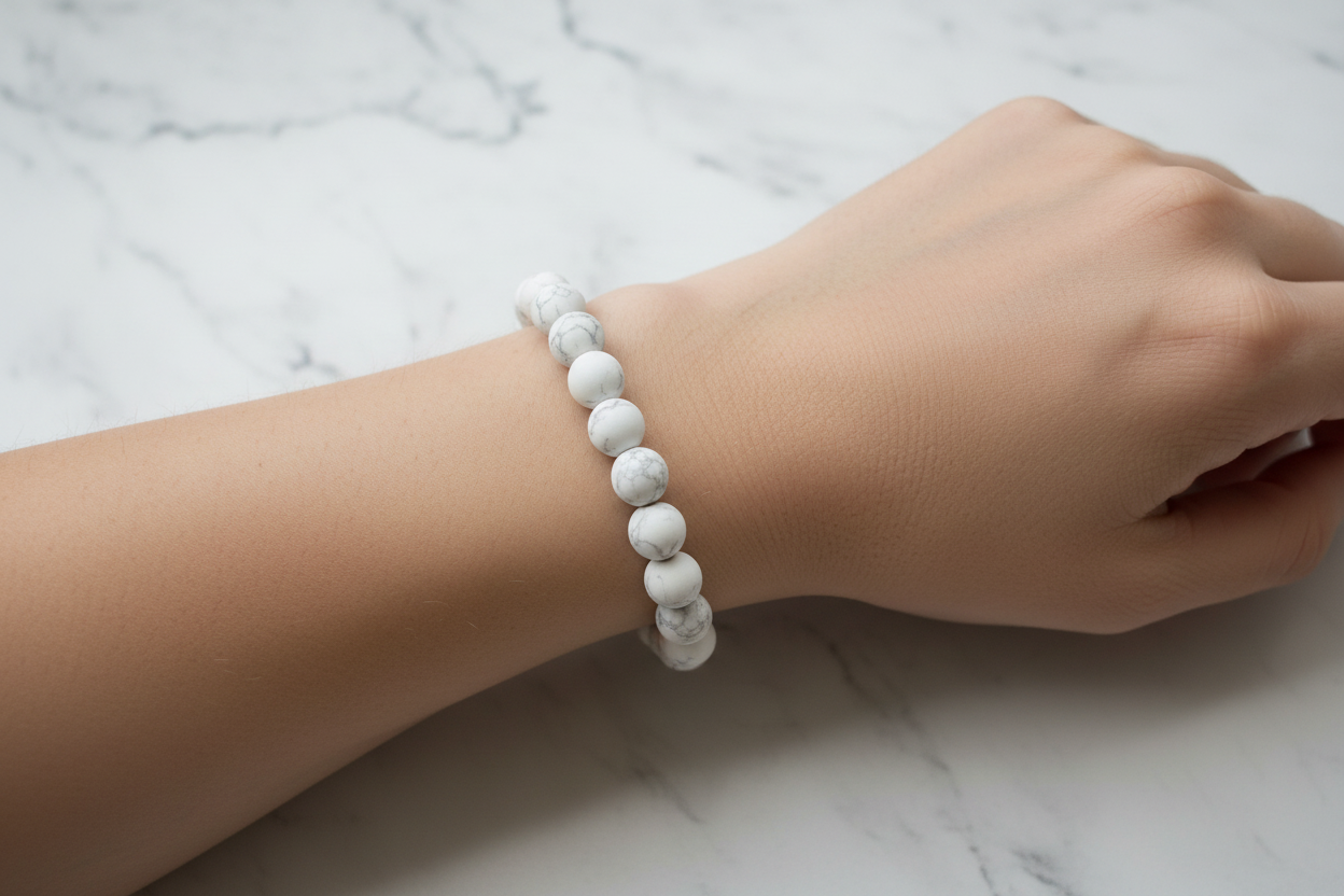White Howlite 8mm Lifestyle Image